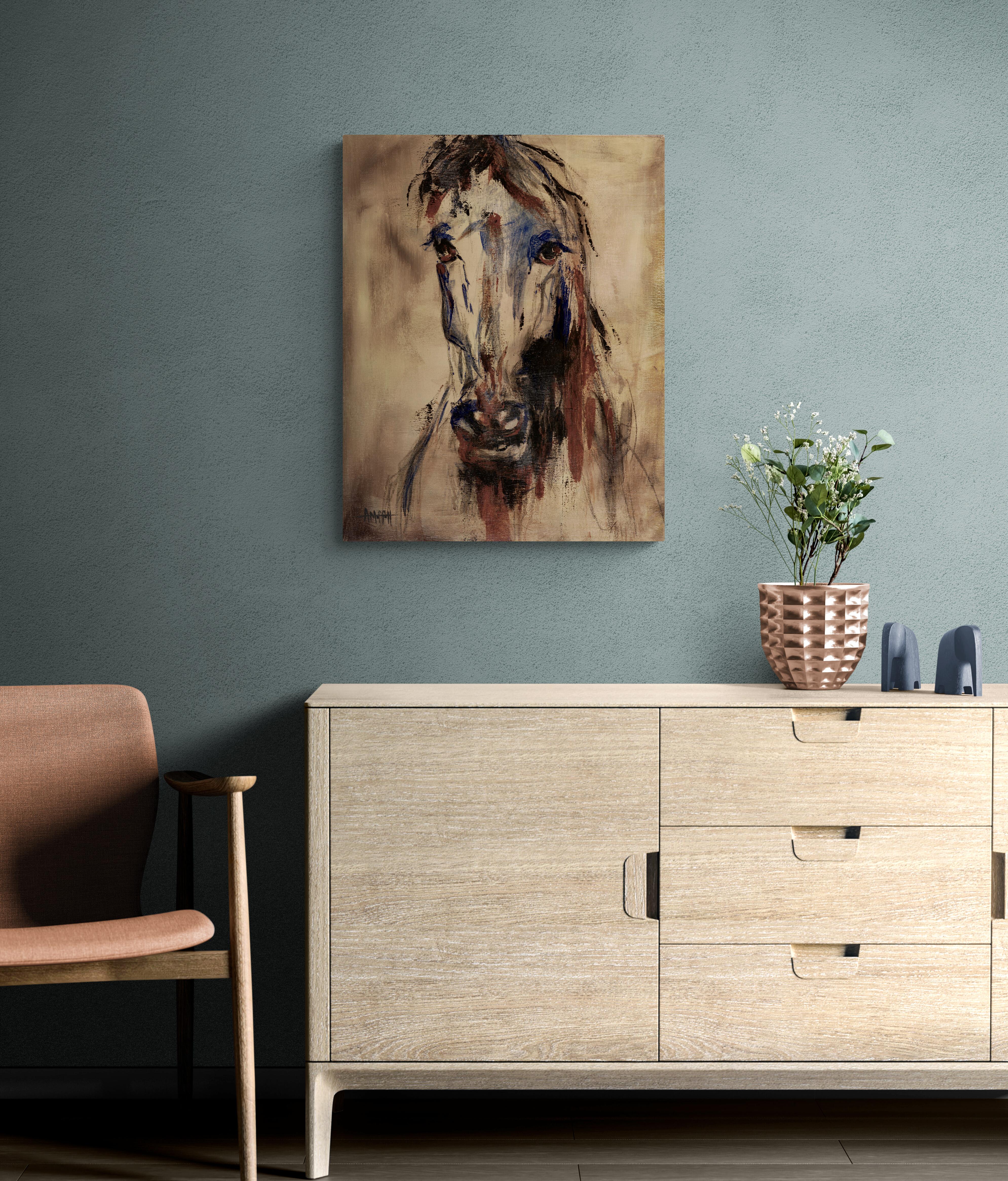 Wild Beauty, Original Signed Contemporary Farmhouse Equestrian Painting For Sale 4