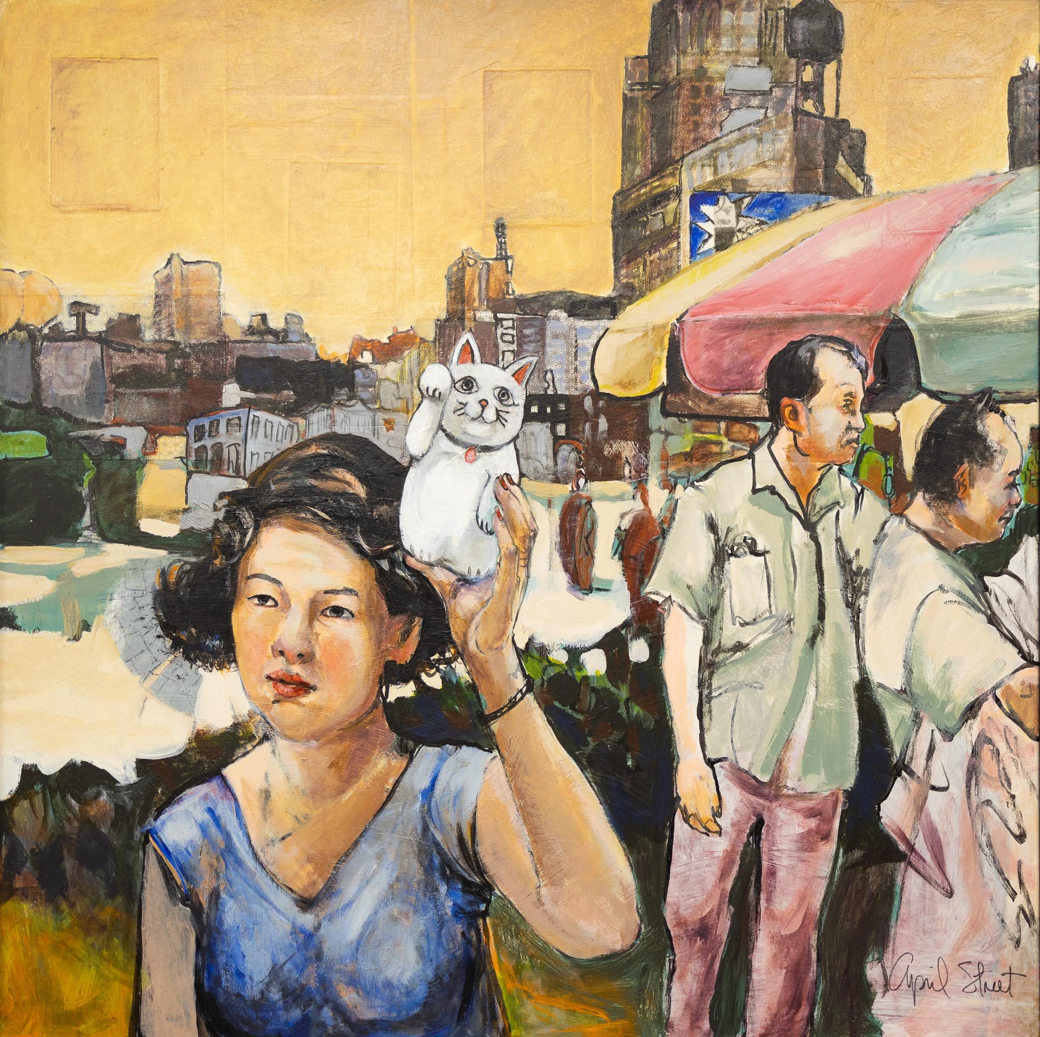 April Street Portrait Painting - "The Water Tower"