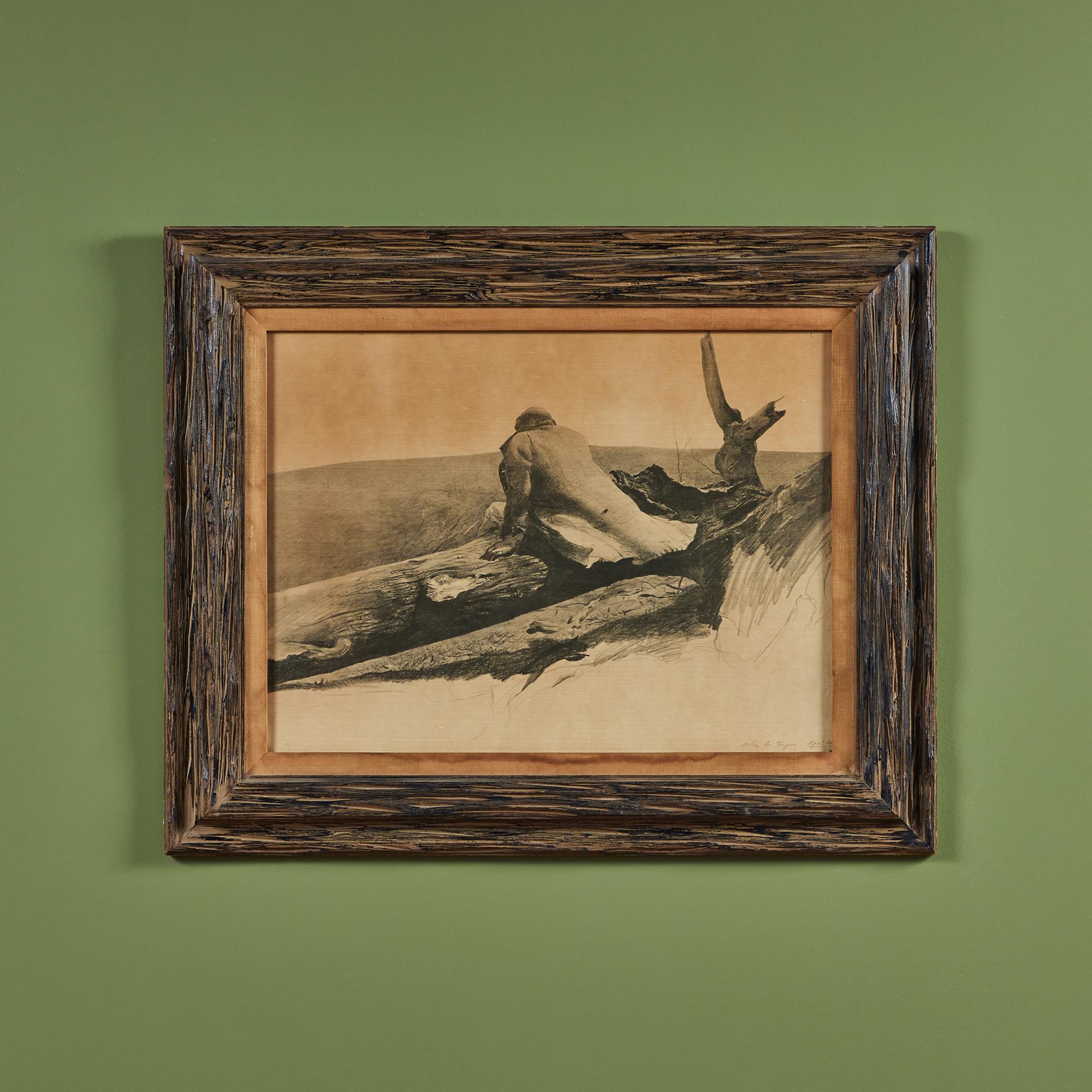 Framed lithograph of Andrew Wyeth's 1952 work, April Wind. 

Dimensions
32” width x 26” height and extends 1.5” from the wall. 

Condition
Good vintage condition; professionally cleaned.