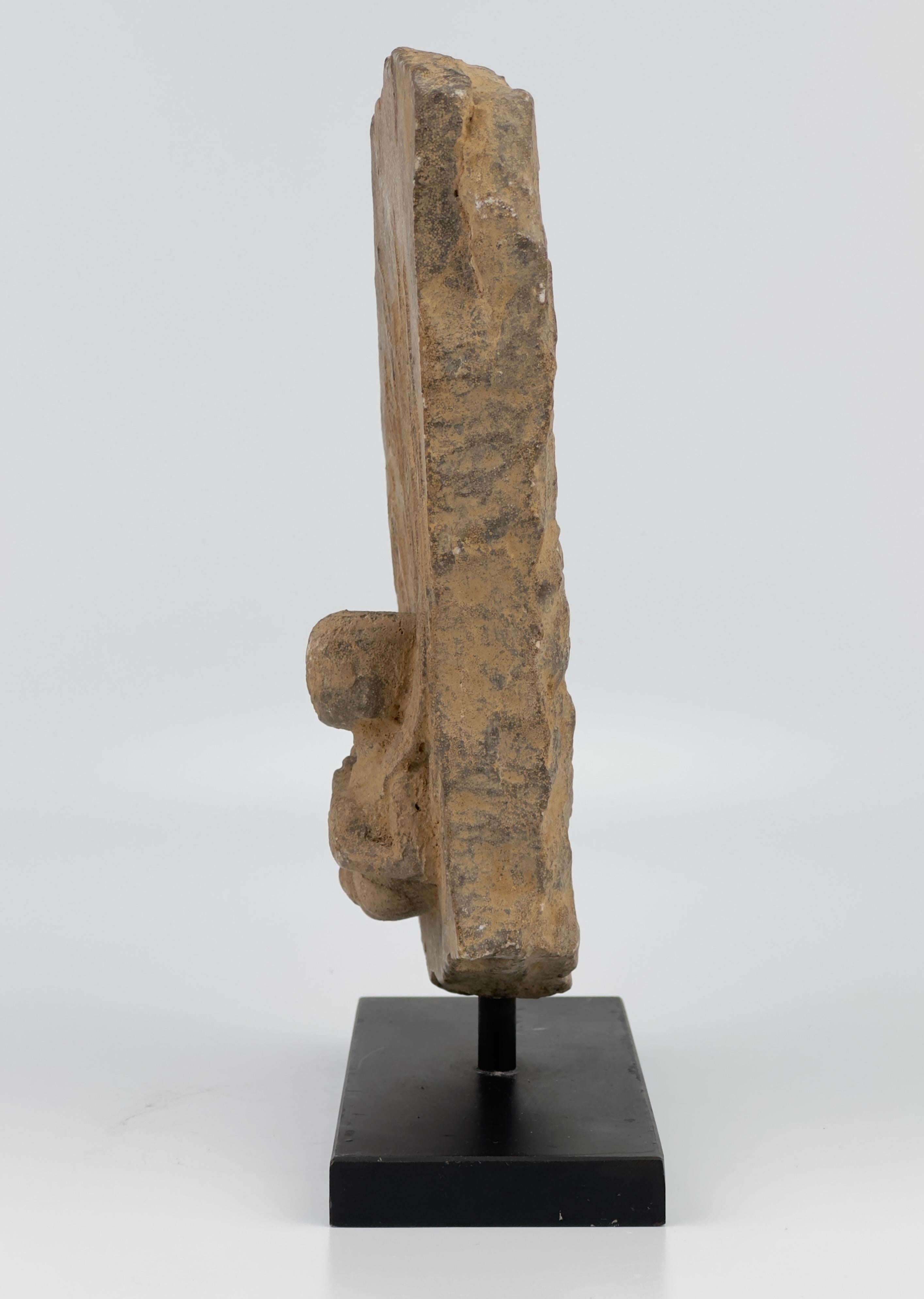 Han Apsara Carved Limestone Stele with Extremely Rare 'Oolitic silica', Wei Dynasty For Sale