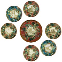 Apulia, Siete Platos de Postre Contemporáneos de Porcelana con Diseño Decorativo