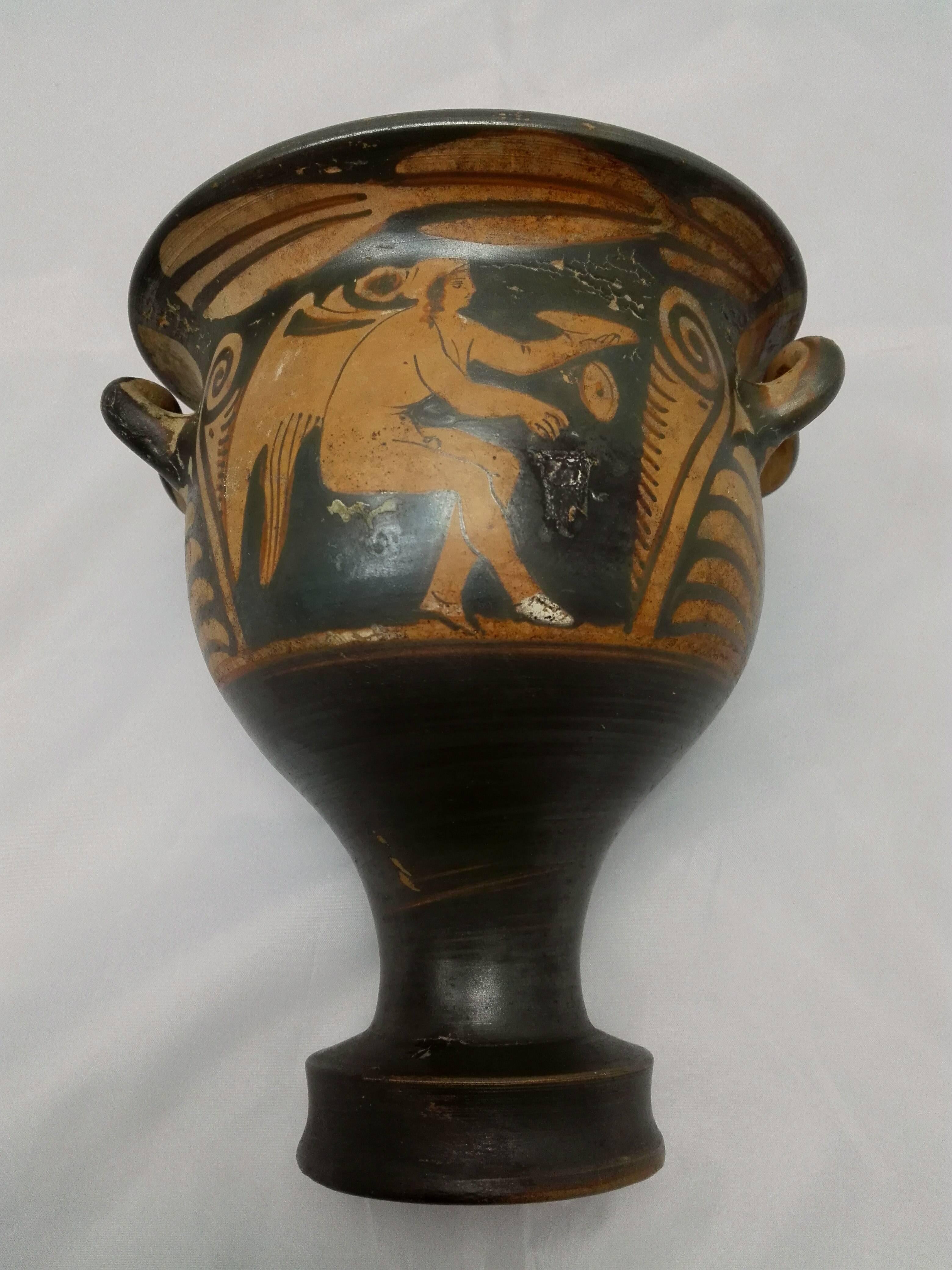 Archaistic Apulian Classical Greek Bell Crater Wine Pottery Magna Graecia, South Italy For Sale