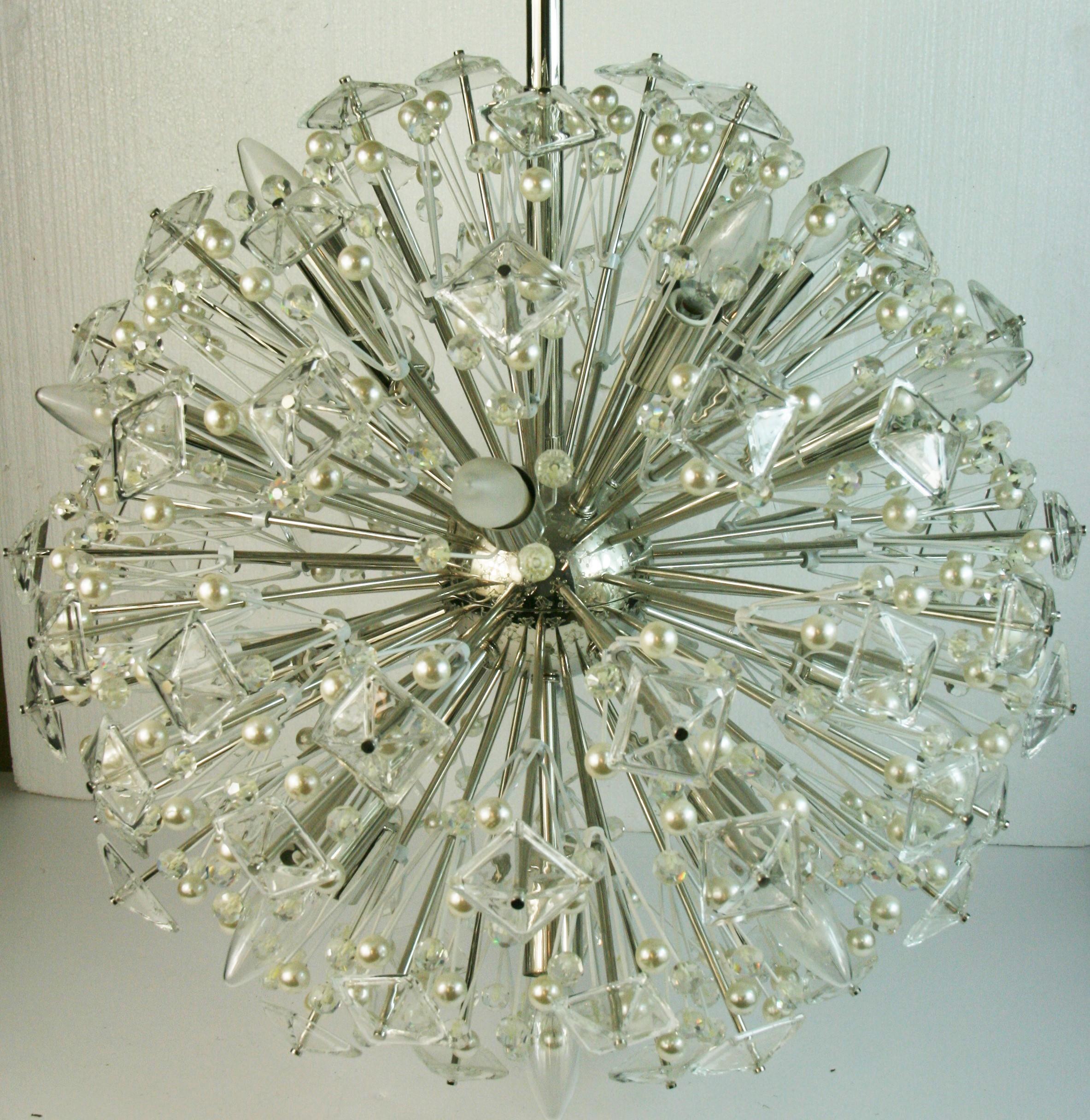 1675 Large sputnike crystal prisims and balls chandelier designed by Kate Spade

