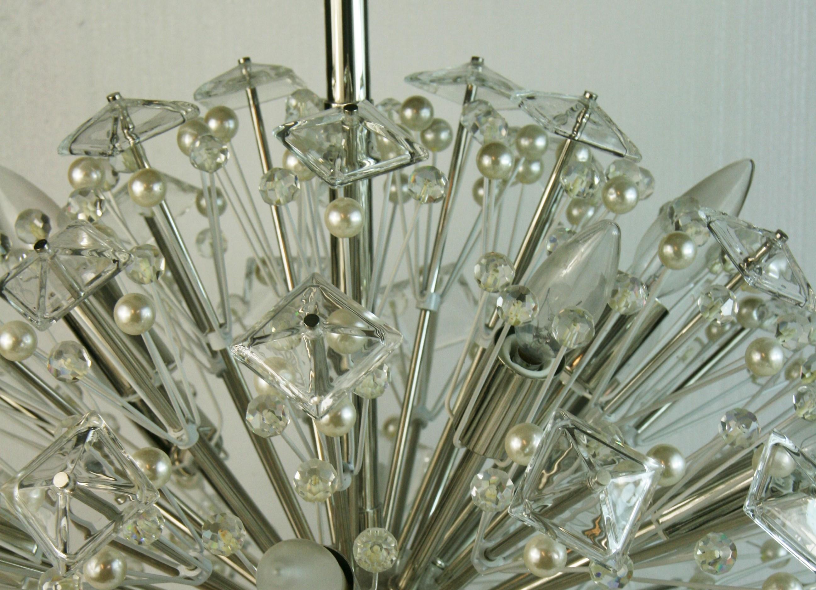 A Sputnike Crystal Prisims and Ball Chandelier Designed by Kate Spade 2012 In Good Condition For Sale In Douglas Manor, NY