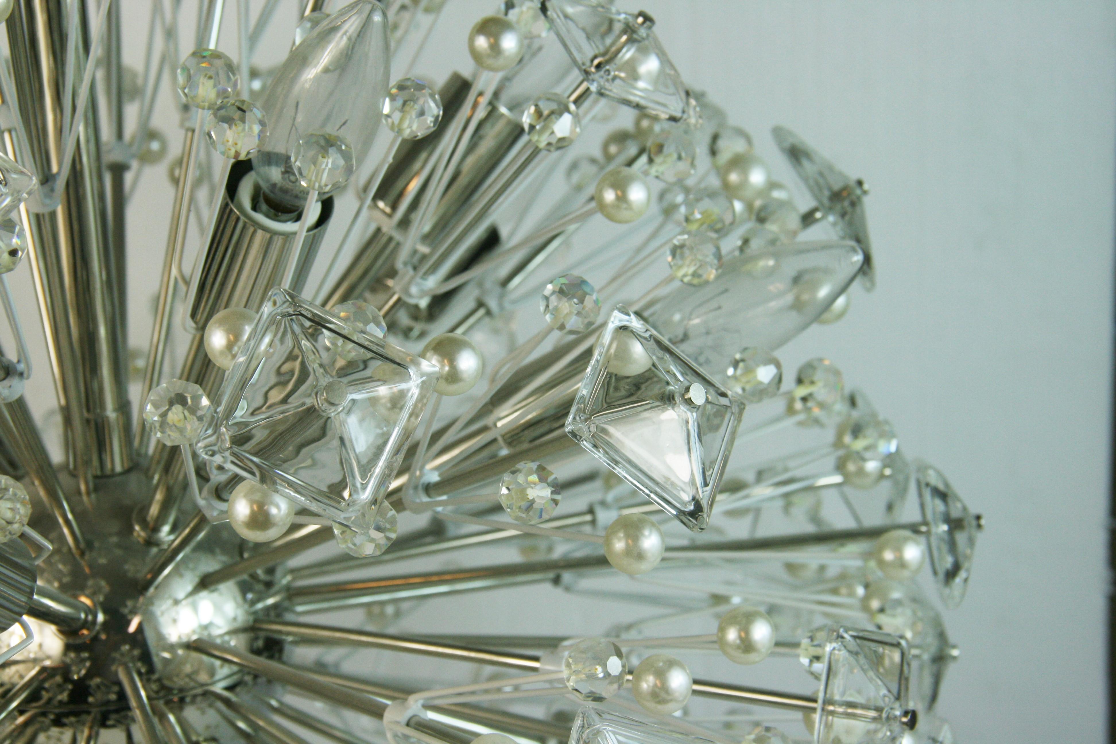 Brass A Sputnike Crystal Prisims and Ball Chandelier Designed by Kate Spade 2012 For Sale