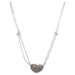 Apx 1.25ct Brown Diamond Heart Pave Necklace 18k White Gold