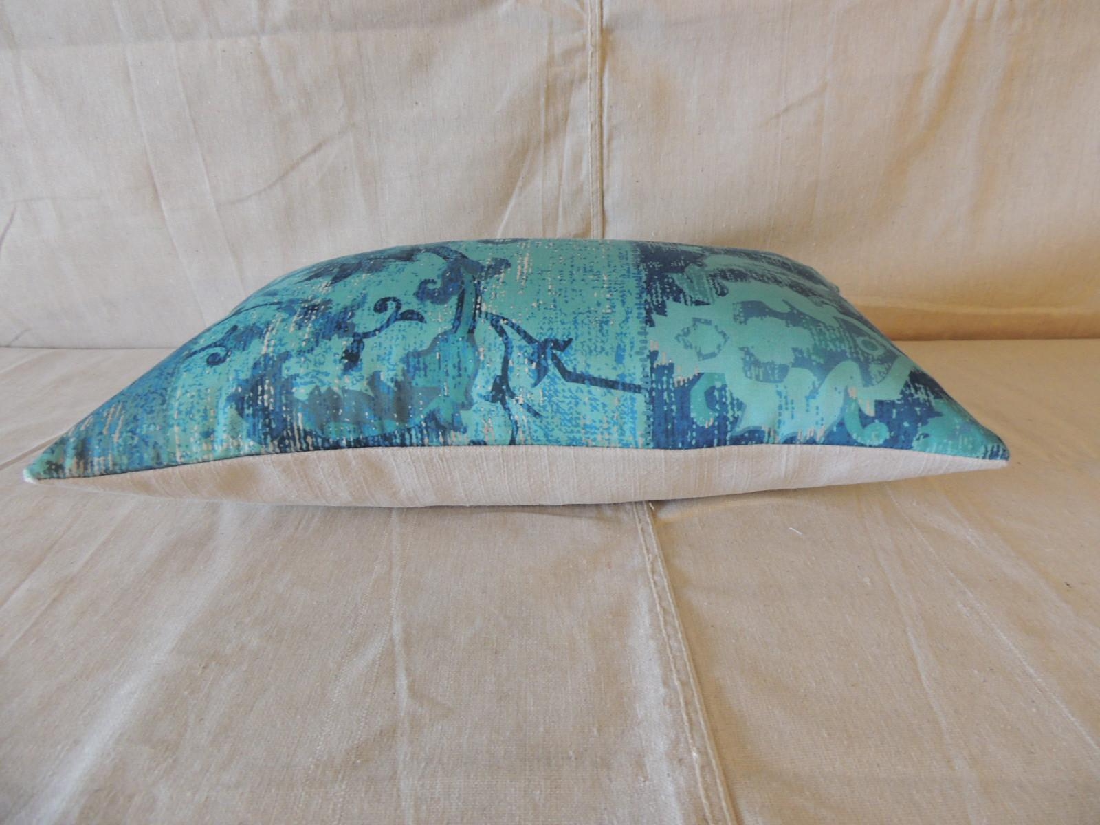 Country Aqua and Blue Satin Cotton Modern Lumbar Decorative Pillow