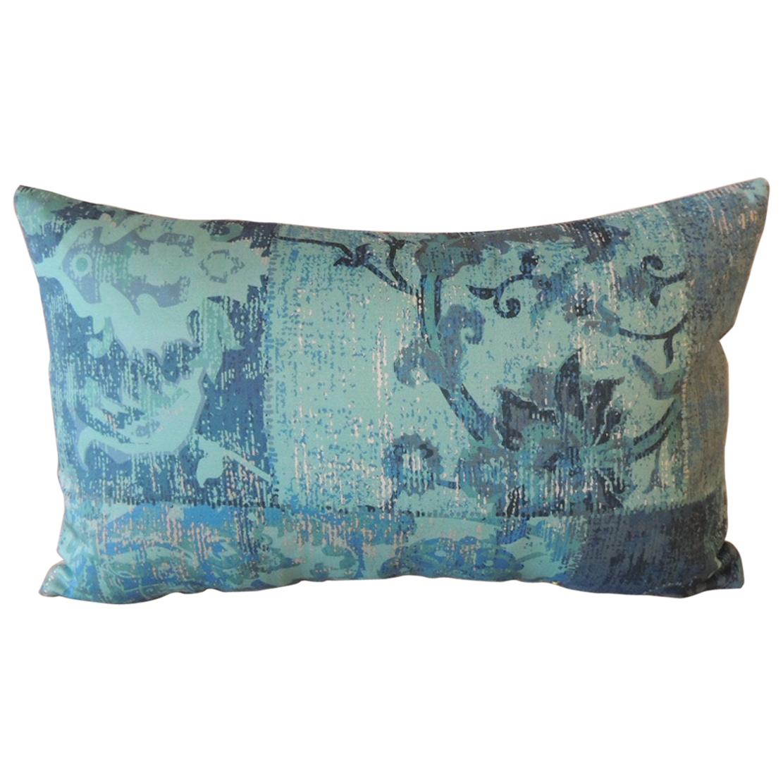 Aqua and Blue Satin Cotton Modern Lumbar Decorative Pillow
