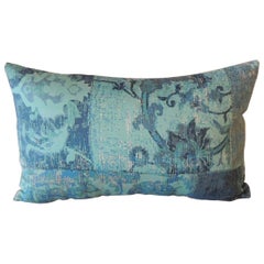 Aqua and Blue Satin Cotton Modern Lumbar Decorative Pillow