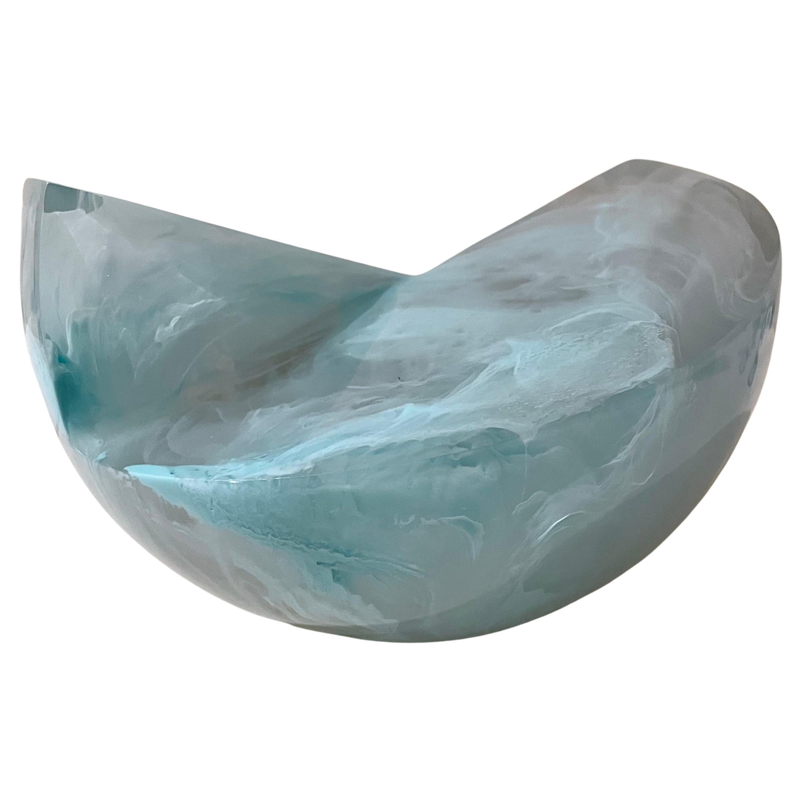 Aqua and Clear Semi Sphere Sculpture in Polished Resin by Paola Valle For Sale
