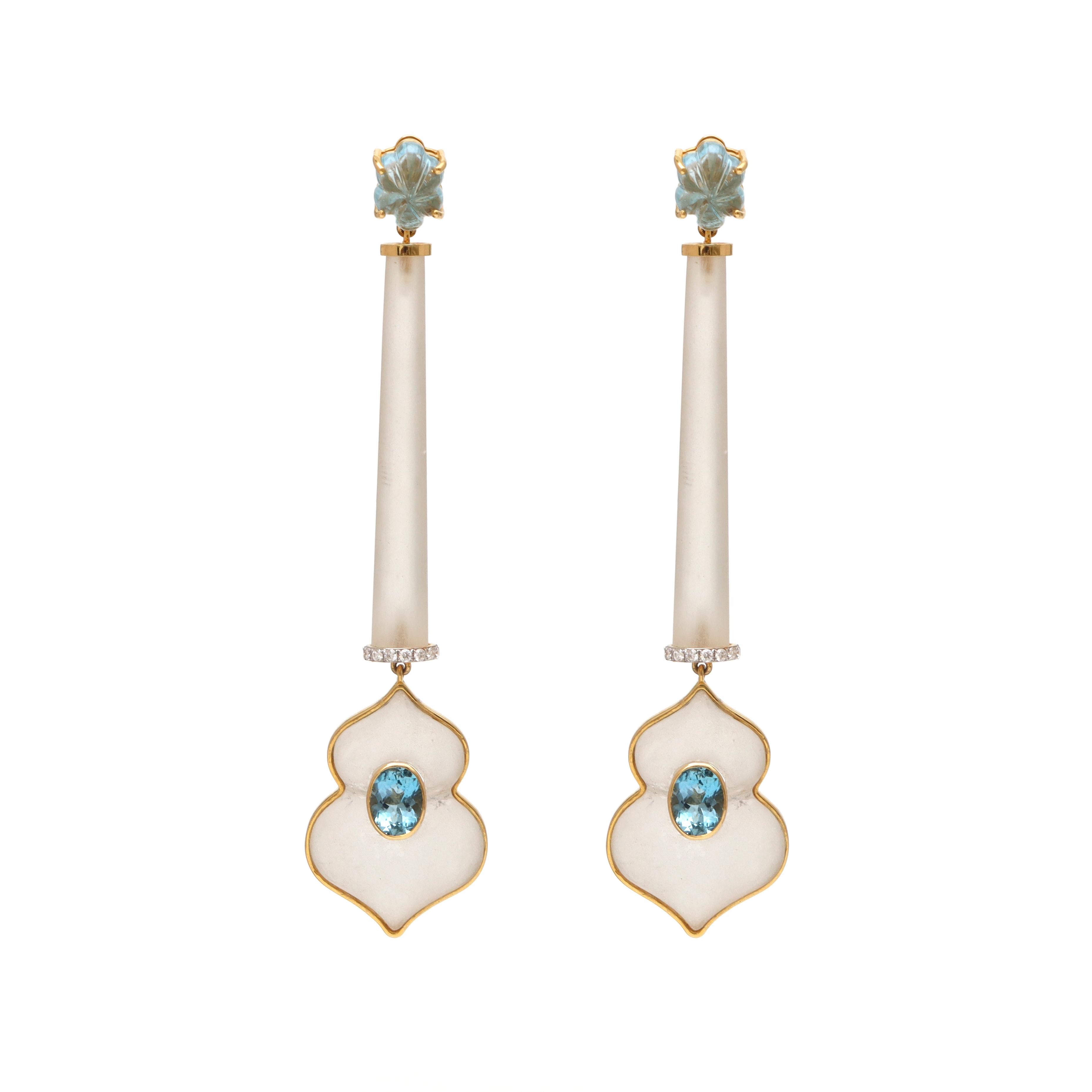 Code de l'article - NFJSD-1622

Pierre précieuse - Aqua et cristal 

Pureté du métal - Or jaune 18k

Poids total des pierres - 68.75 cts

Poids total des diamants - 0,42 cts

Total PCS diamant - 30 

Poids brut - 23.28 g
