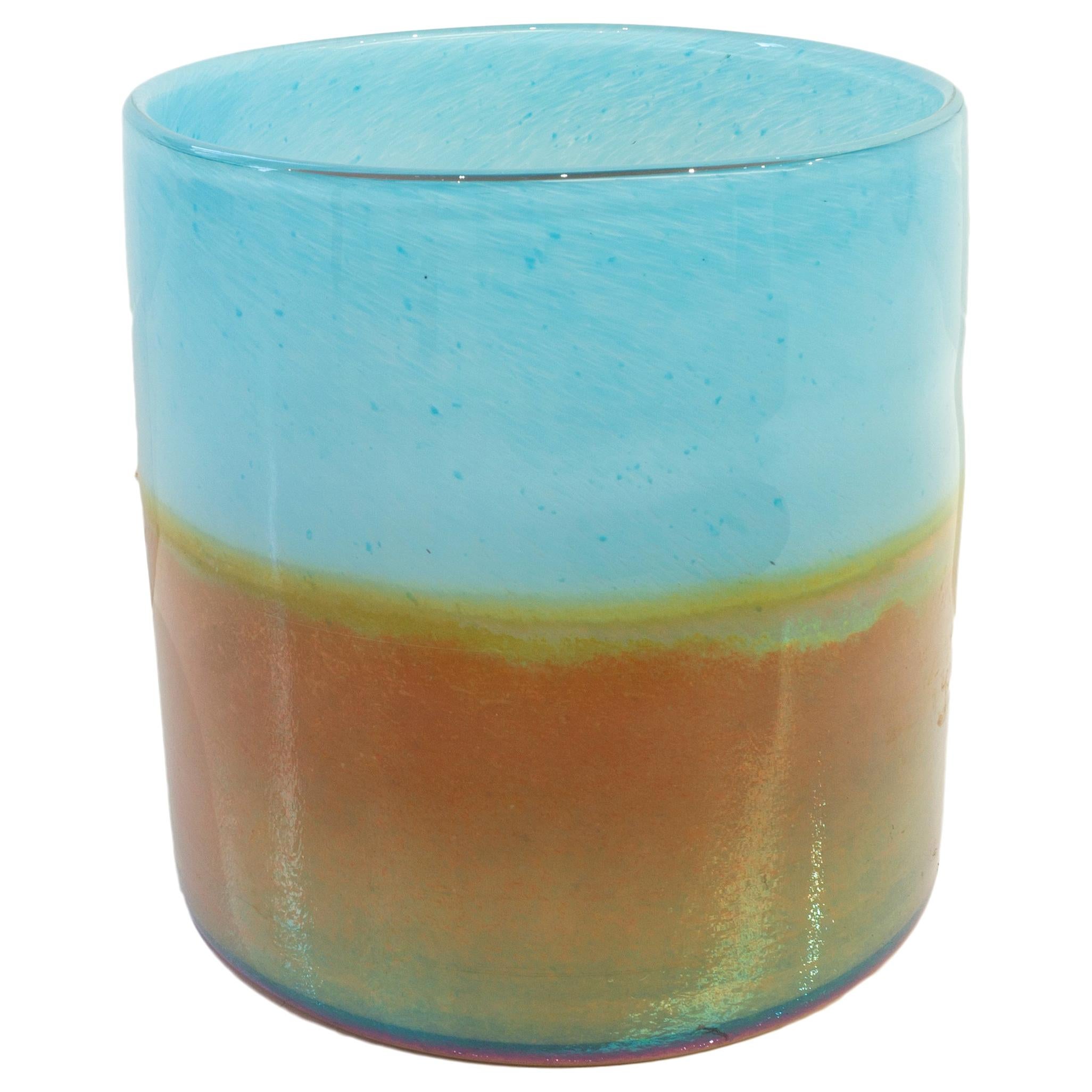 Aqua Low Oval Vase by Siemon and Salazar For Sale at 1stDibs
