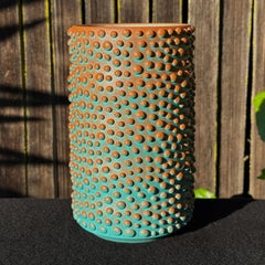 Aqua And Salmon Organic Dot Ombre Vase