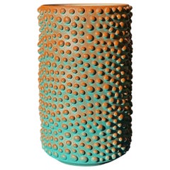 Jarrón Ombre de Puntos Orgánicos Aqua y Salmón