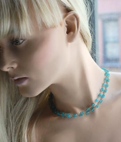 Aqua Apatite Opera Length Necklace