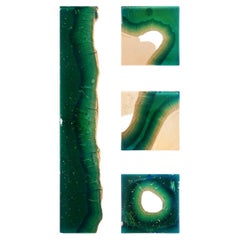 Aqua Blocks Contemporary Wall Sculpture by Eduard Locota, Acrylic Glass & Marble