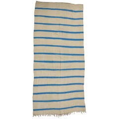 Nautical Striped Kilim Area Rug, Vintage Berber Moroccan Kilim Rug with Stripes