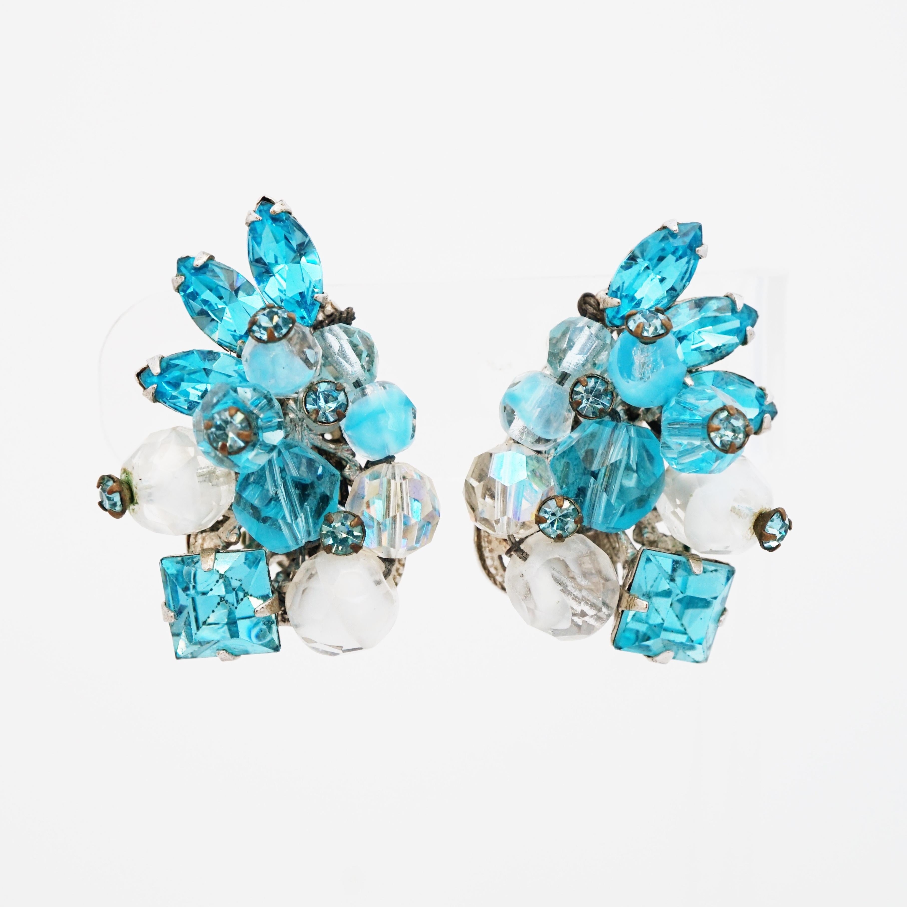 aqua blue crystal earrings