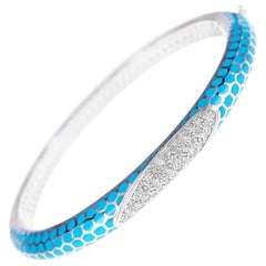 Aqua Blue Enamel and Diamond Italian Finish Core Bracelet