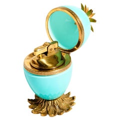Aqua Blue Glass/Brass Pineapple Lighter
