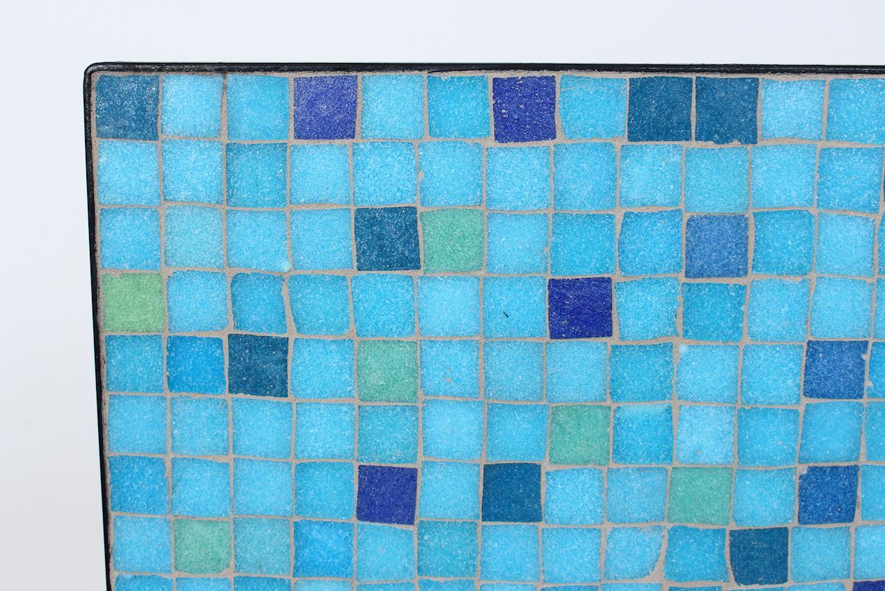 Aqua, Blue, Green & Violet Terrazzo Tile Top Occasional Table, 1950s For Sale 5