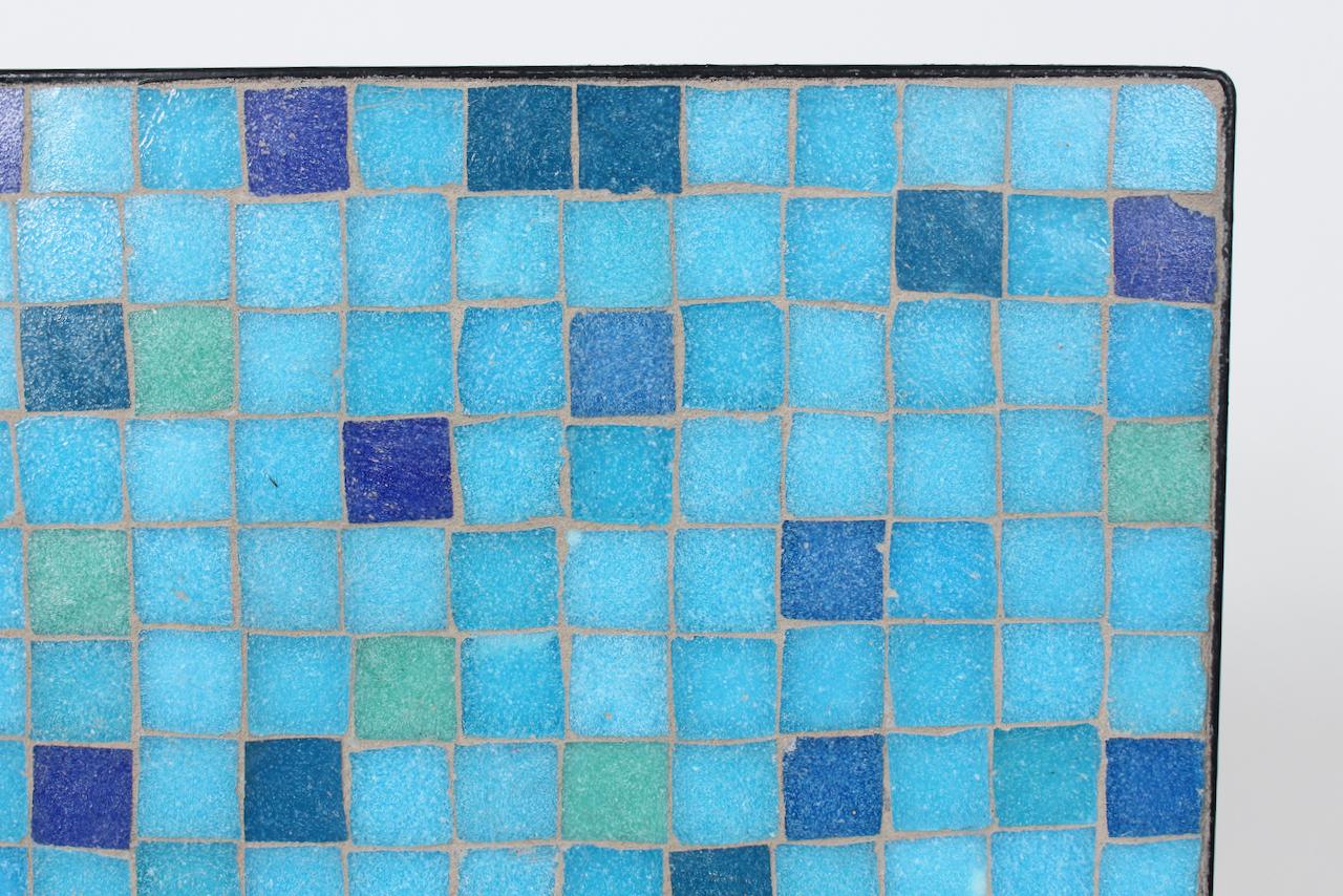 Aqua, Blue, Green & Violet Terrazzo Tile Top & Iron Occasional Table, 1950s For Sale 6