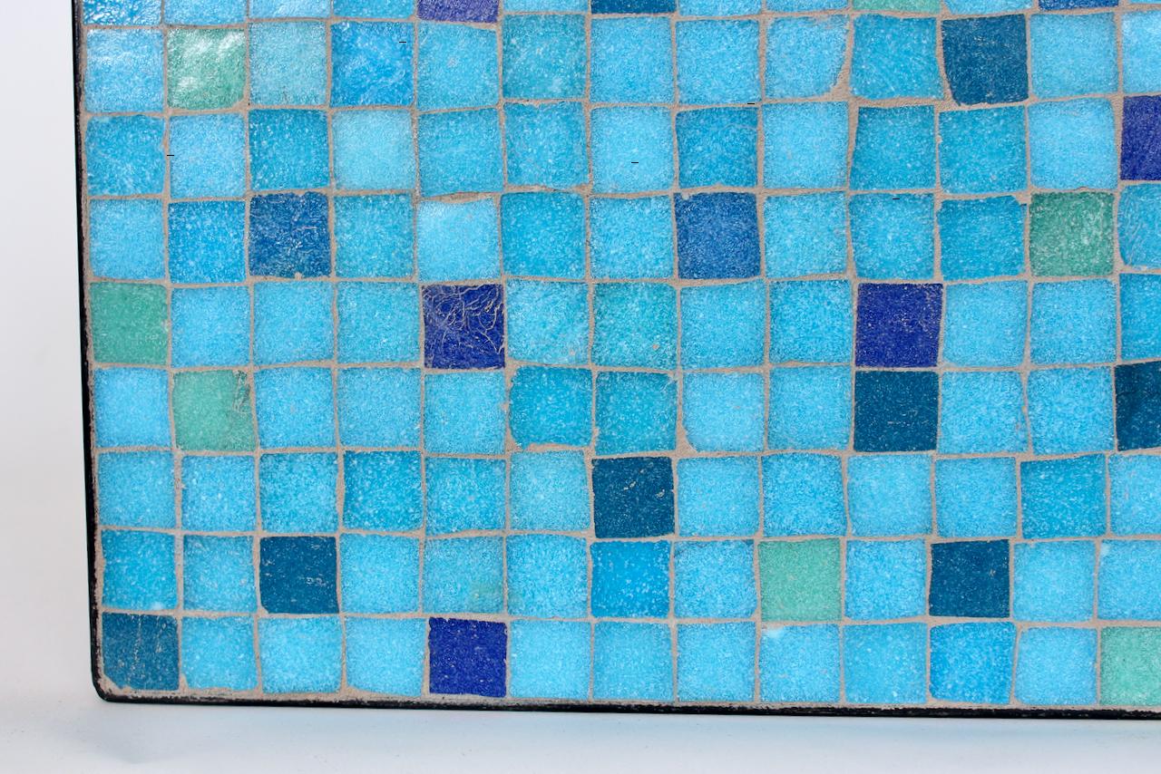Aqua, Blue, Green & Violet Terrazzo Tile Top & Iron Occasional Table, 1950s For Sale 7