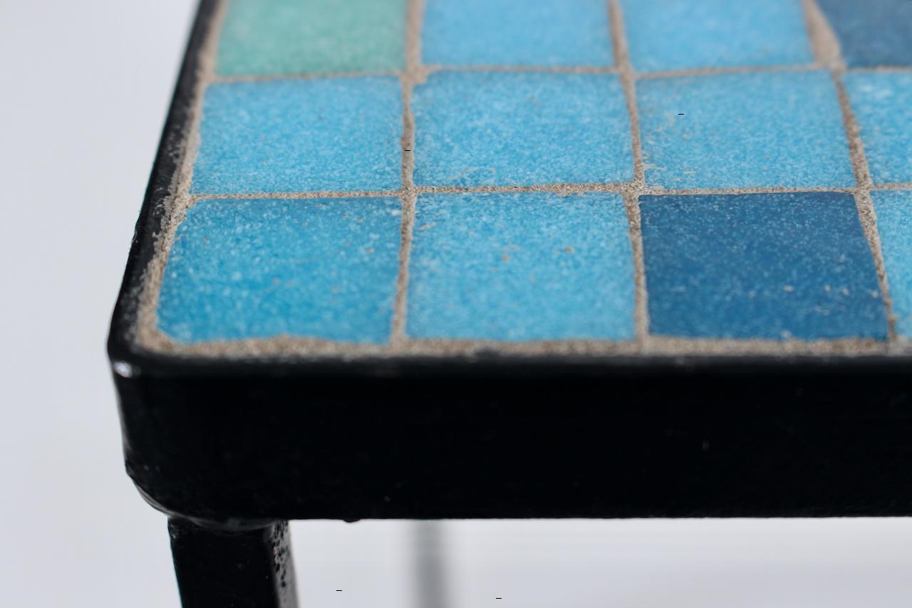 Aqua, Blue, Green & Violet Terrazzo Tile Top & Iron Occasional Table, 1950s For Sale 10