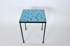 Aqua, Blue, Green & Violet Terrazzo Tile Top & Iron Occasional Table, 1950s