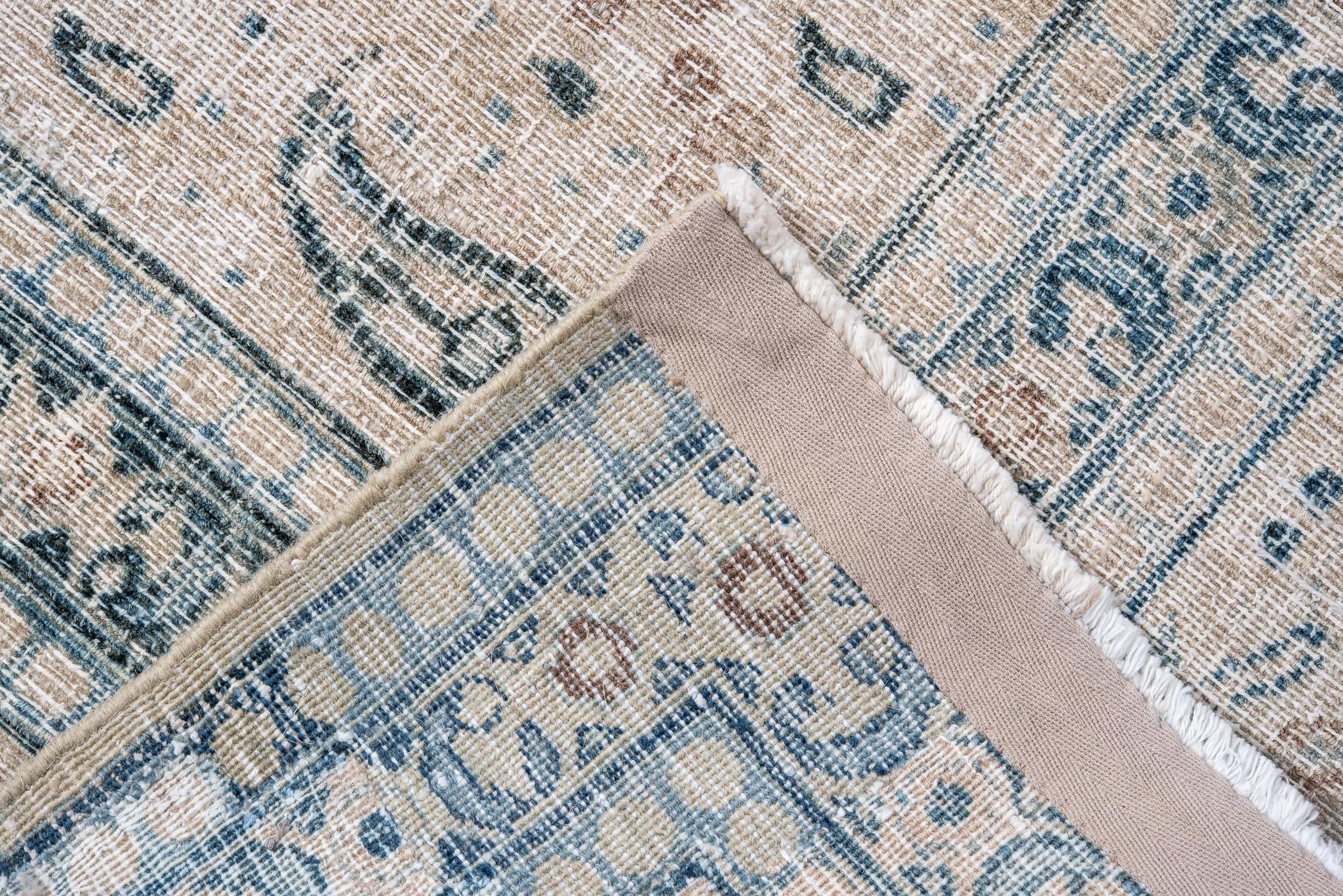 Mid-20th Century Aqua Blue Leaf Khorassan For Sale