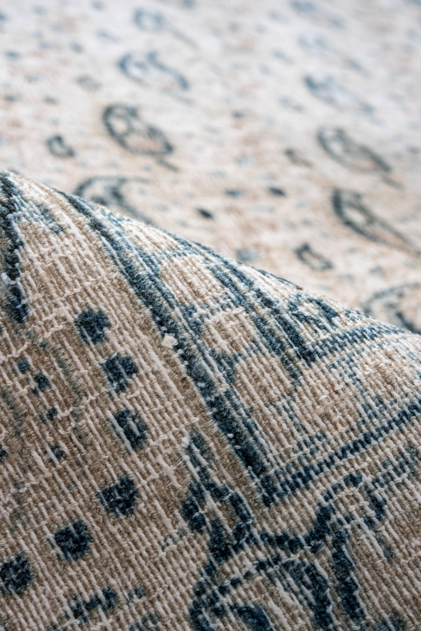 Wool Aqua Blue Leaf Khorassan For Sale