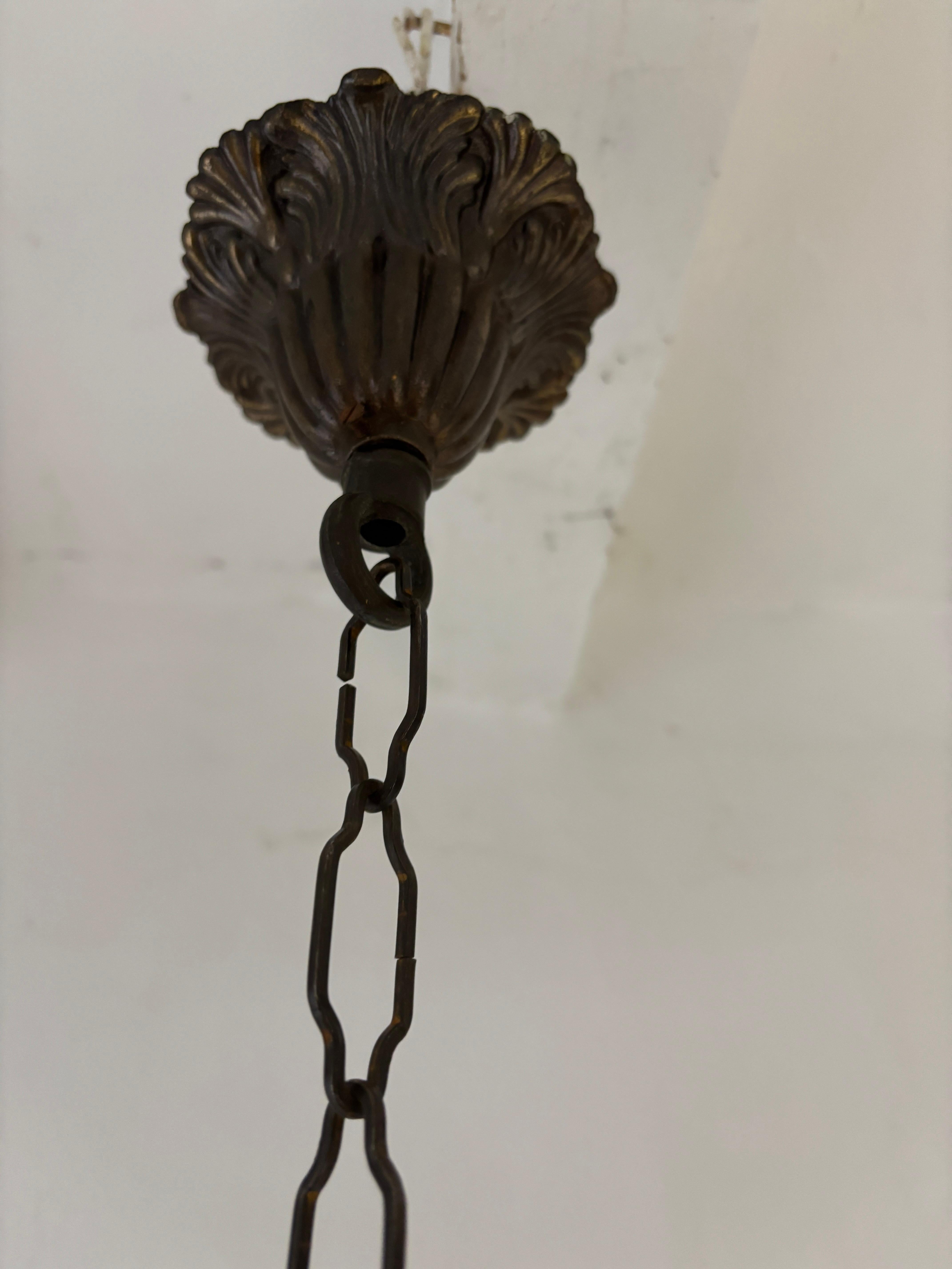 Lampadario a lance con gocce di cristalli di Murano blu acqua, francese, c.C. 1920 in vendita 1