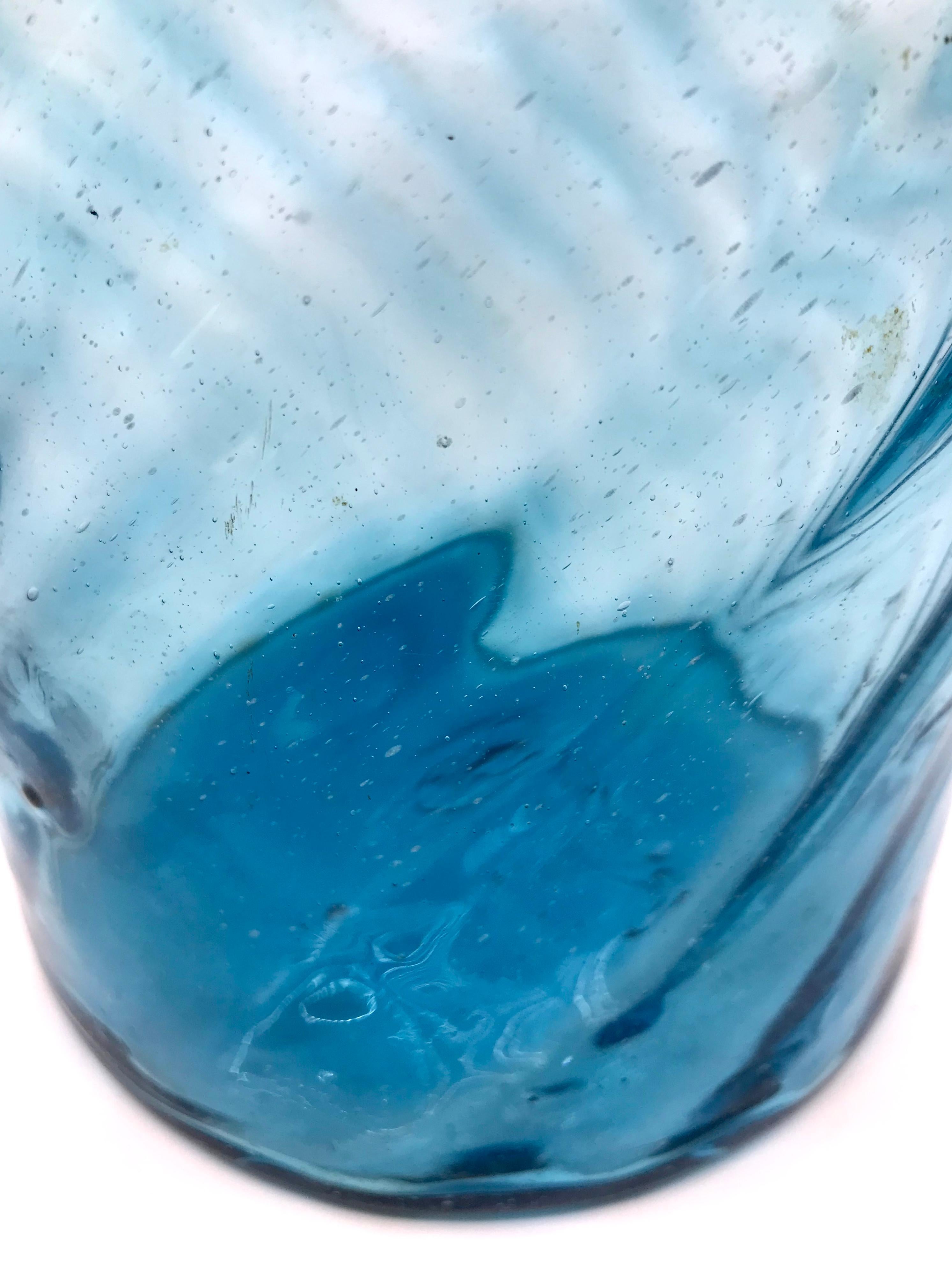 blue glass cylinder vase