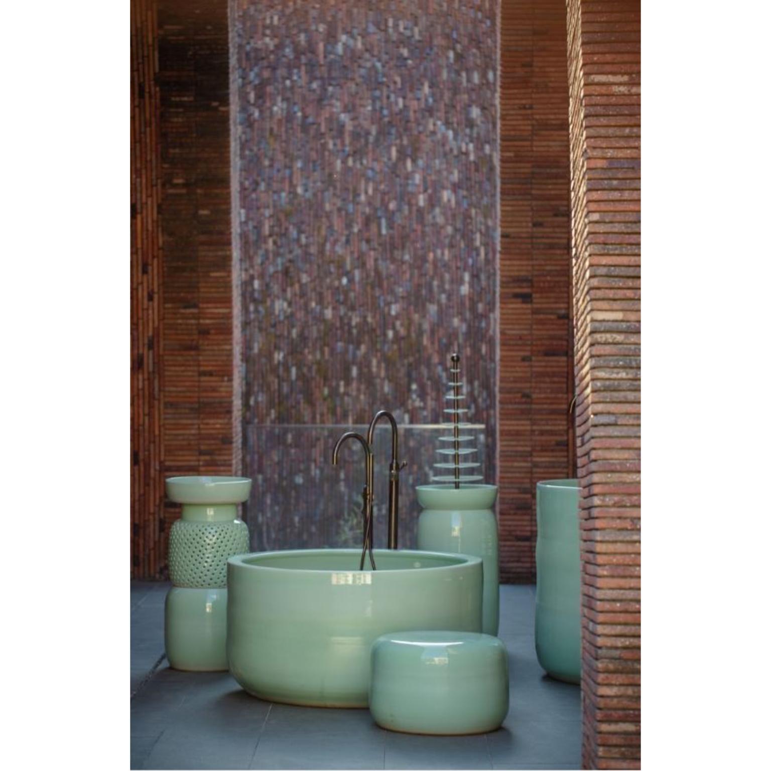 Glazed Aqua Botanica Bathtub by WL Ceramics For Sale