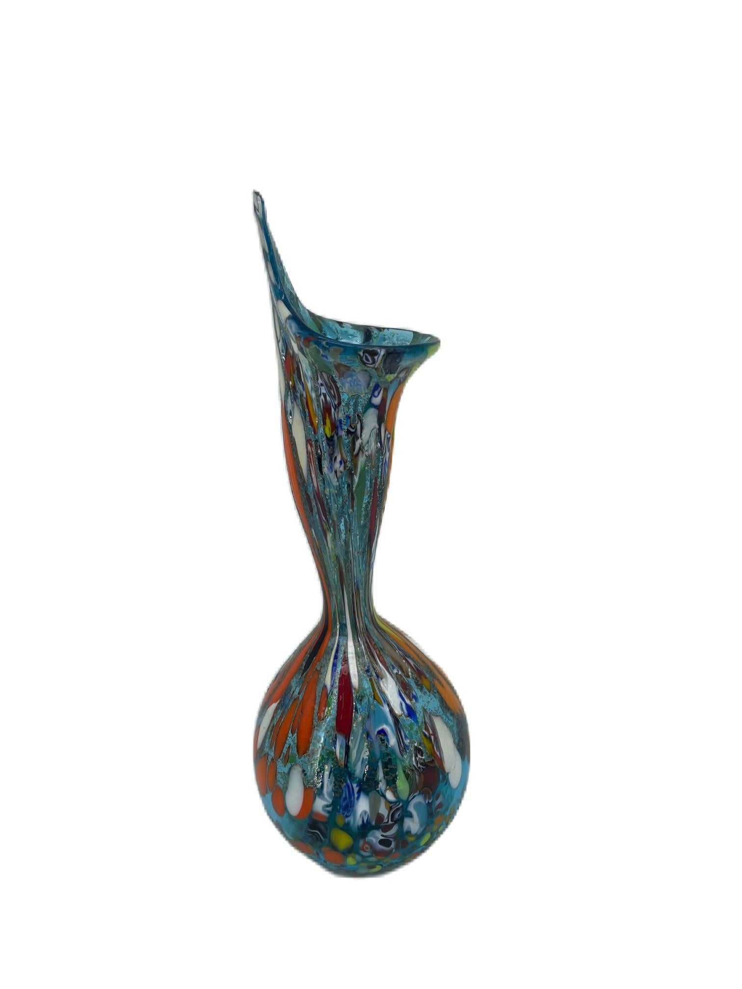 Modern Aqua Calla Murrina Fantasy Aquamarine Vase by Imperio Rossi For Sale