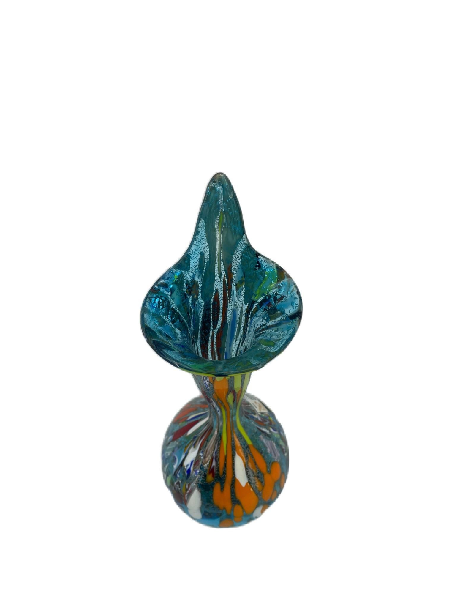 Italian Aqua Calla Murrina Fantasy Aquamarine Vase by Imperio Rossi For Sale