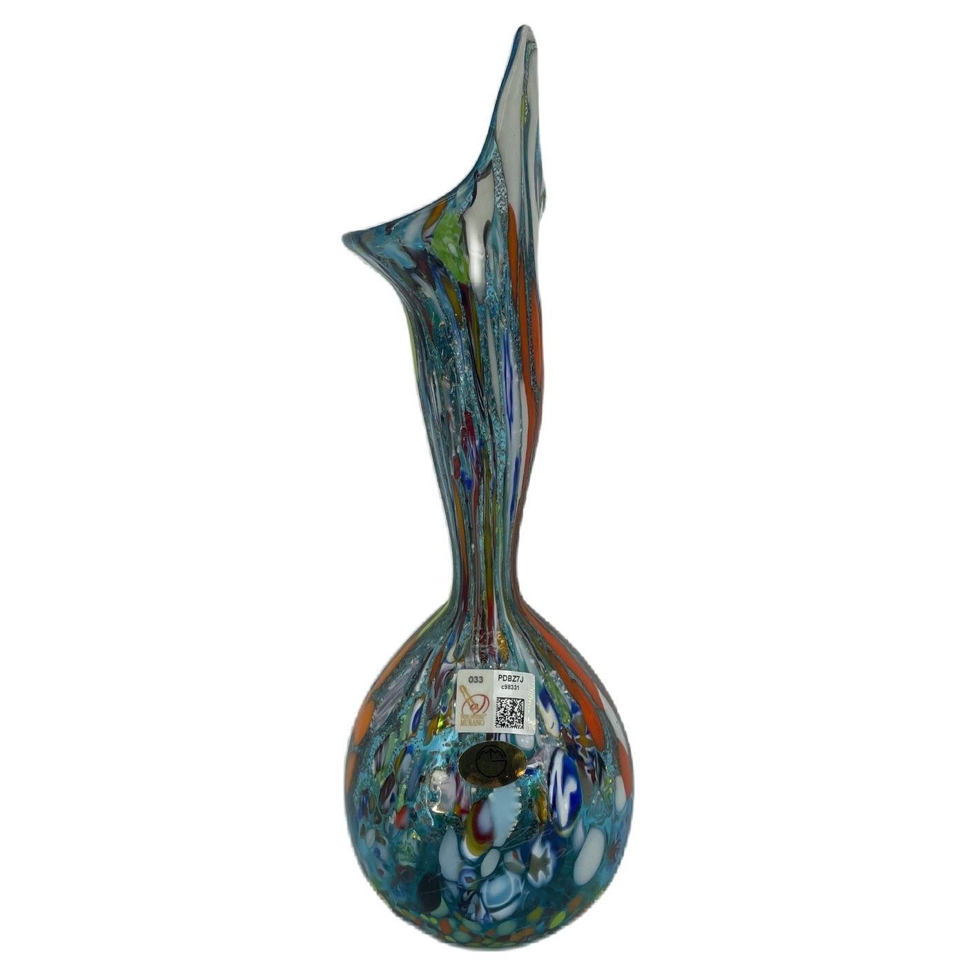 Aqua Calla Murrina Fantasy Aquamarine Vase by Imperio Rossi For Sale