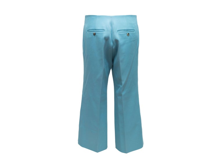 Aqua Celine Wool Wide-Leg Pants For Sale at 1stDibs | celine snap track  pants