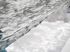 Aqua Crystal Dining Table - Luxury Rippled Glass Statement Table Sculptural Base