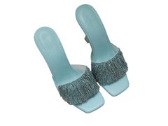Aqua Cult Gaia Lana Crystal Fringe-Embellished Heeled Sandals Size 38.5