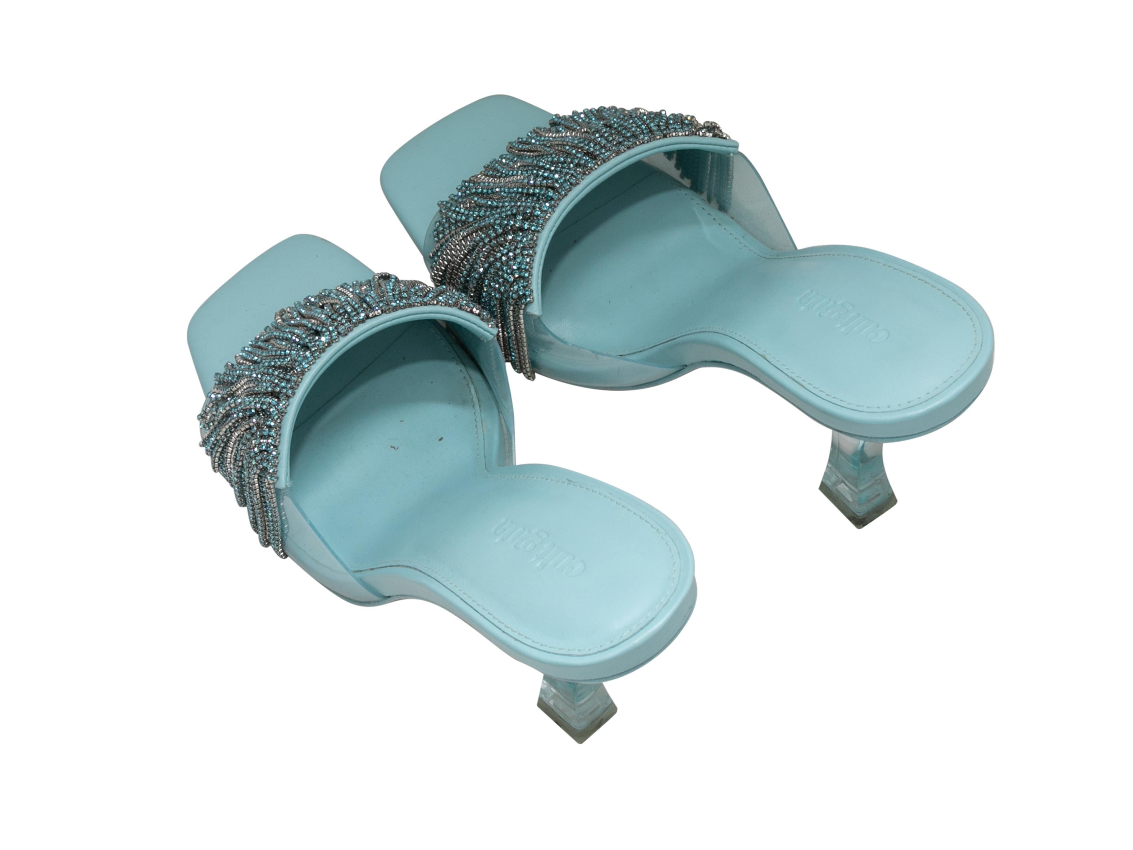 Sandalias de tacón con flecos de cristal Aqua Cult Gaia Lana Talla 38.5 Gris en venta