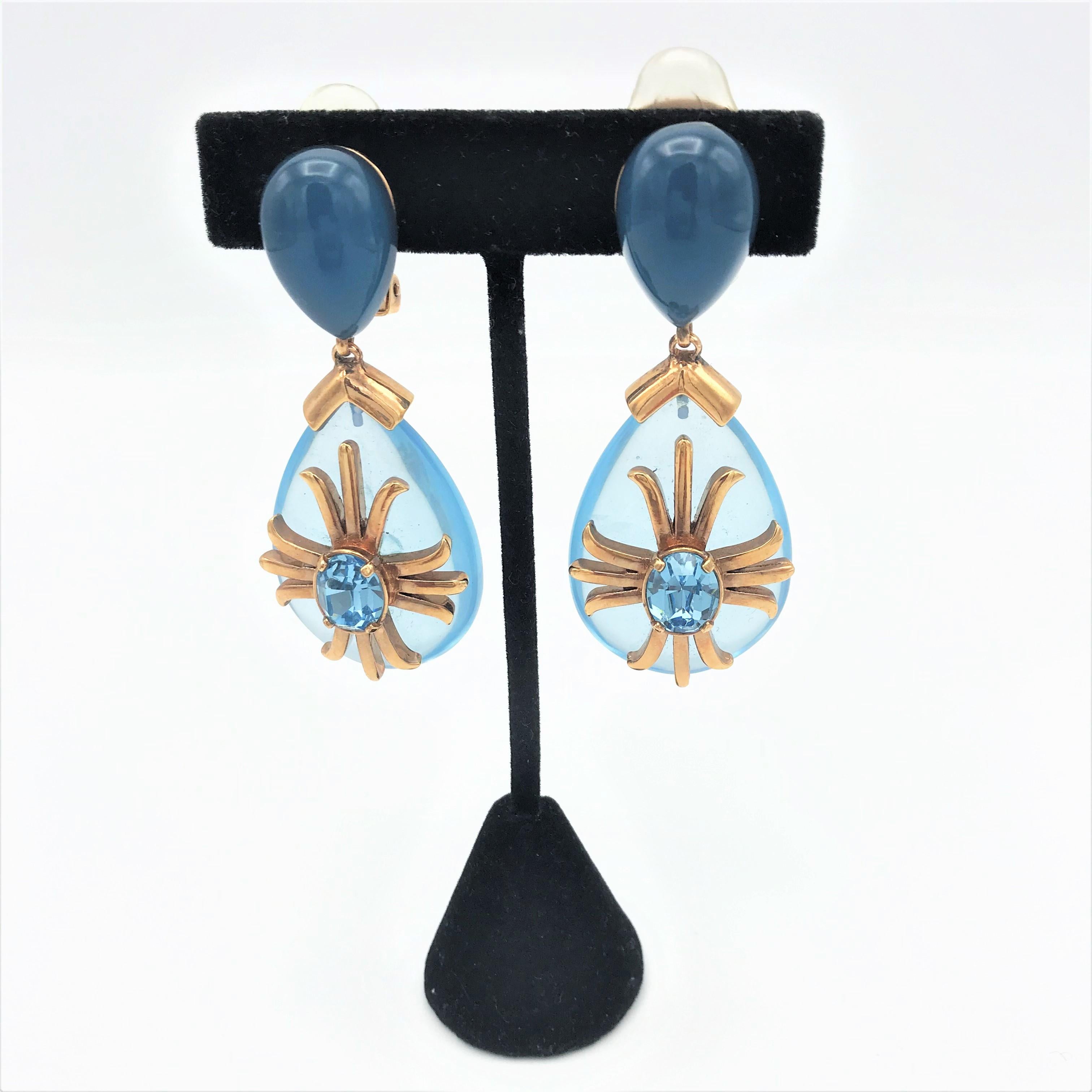 Aqua drop clip-on earring  