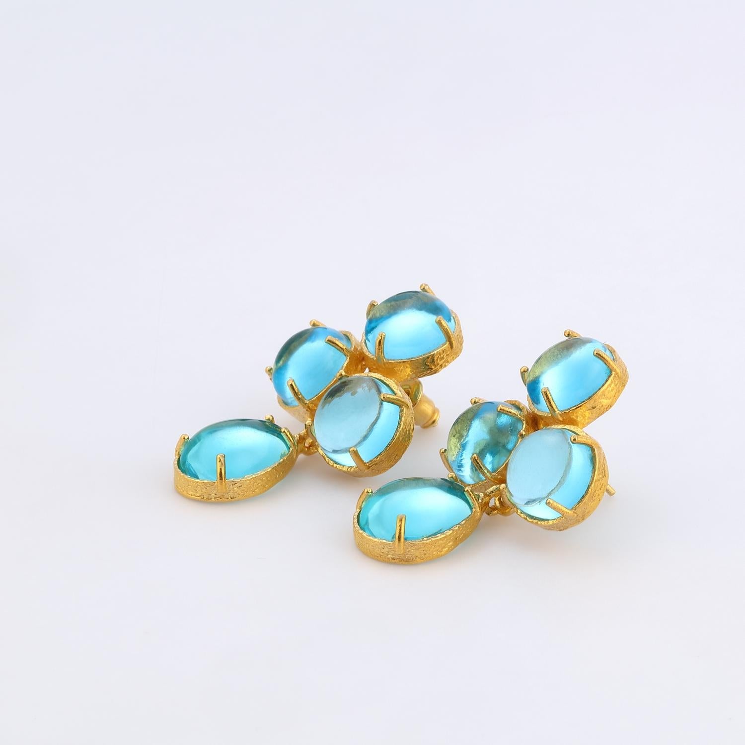 Aqua Earrings - Aquamarine Blue For Sale 1