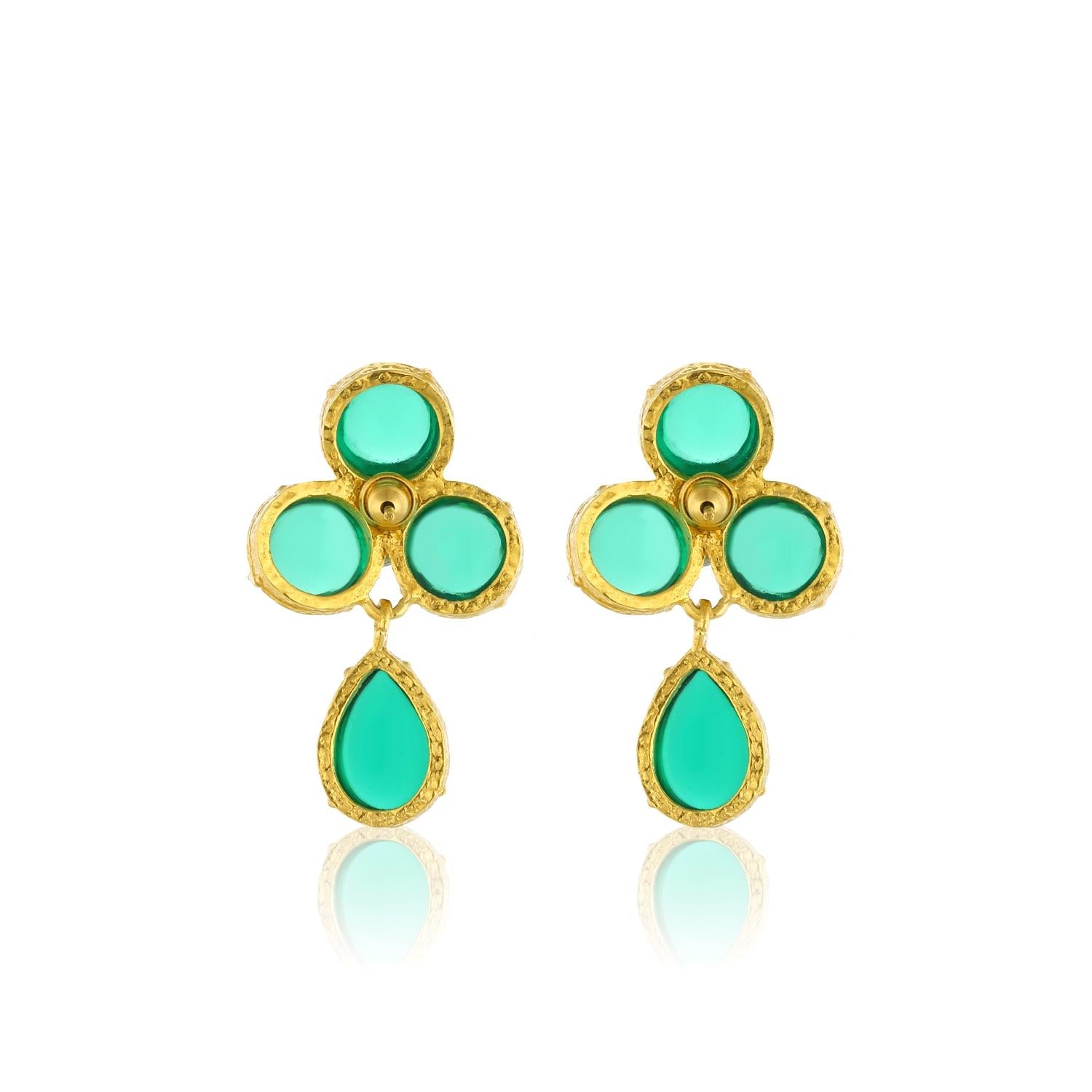 Artisan Aqua Earrings - Green For Sale