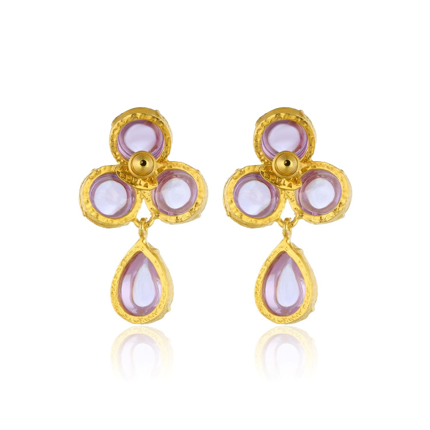 Artisan Aqua Earrings - Light Amethyst For Sale