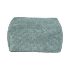 Aqua Fabric Square Pouf