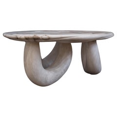 Aqua Fossil Center Table II in Alabaster by Amarist Studio
