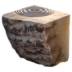 Aqua Fossil Drop Sculptural Table in Alabaster by Amarist Studio