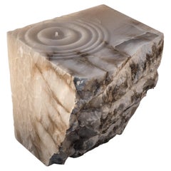 Aqua Fossil Drop Sculpture Side Table in Alabaster by Amarist Studio