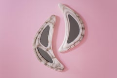 Aqua Fossil II Set Of 2 Mirrors in Alabaster & Mirror Glass by Amarist Studio